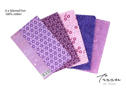 Tissu de Marie Fat Quarter Ametist 50x57cm - 5 st
